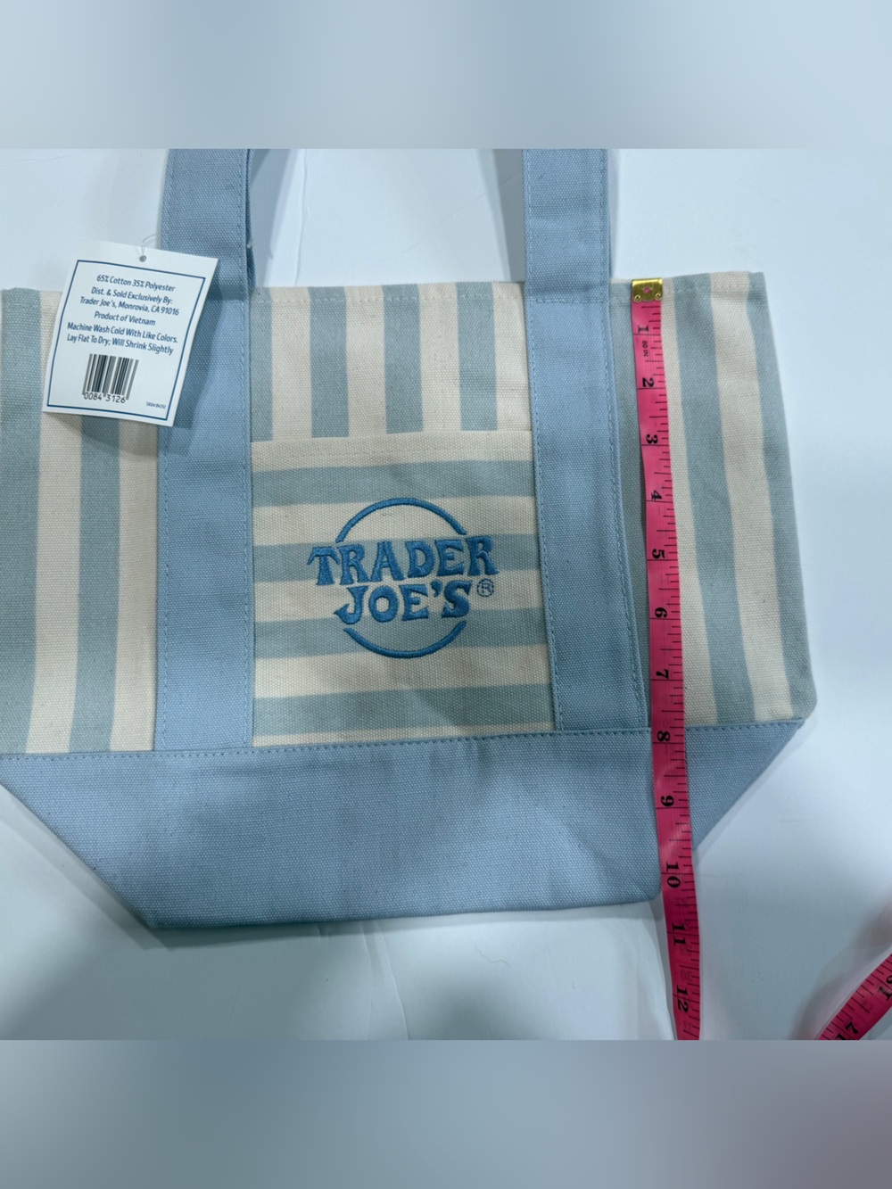 Trader Joe’s Mini Striped Canvas Tote-2026- Summer- Blue - Limited Edition - Picture 4 of 4